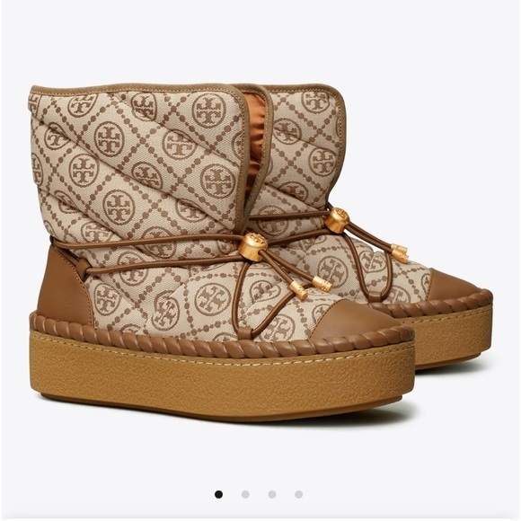 Tory Burch Shoes - New in box Tory Burch Monogram sleeping bag jacquard & leather boots 9.5